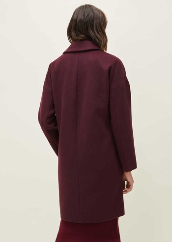 Phase Eight Emery Double Breasted Wool Coats Burgundy Australia | RM1568492